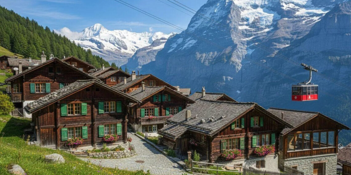 ngoi lang dep nhu tranh ve khong co xe o to du khach di lai bang cap treo 3292.jpg