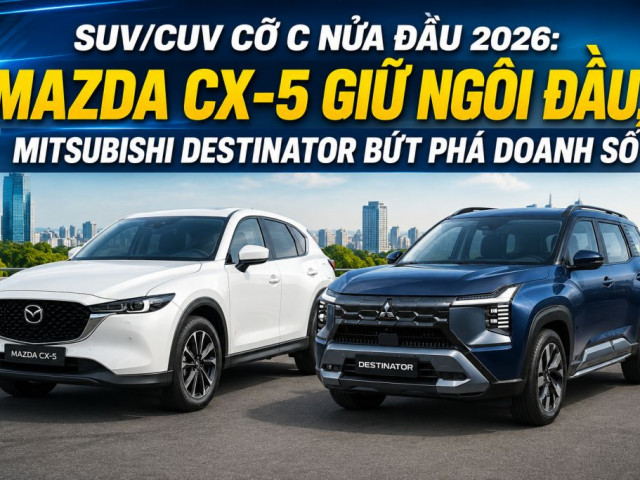 Doanh số SUV/CUV cỡ C nửa đầu 2026: Mazda CX-5 giữ ngôi đầu, Mitsubishi Destinator bứt phá doanh số xehay suv co c 200726 3.jpg